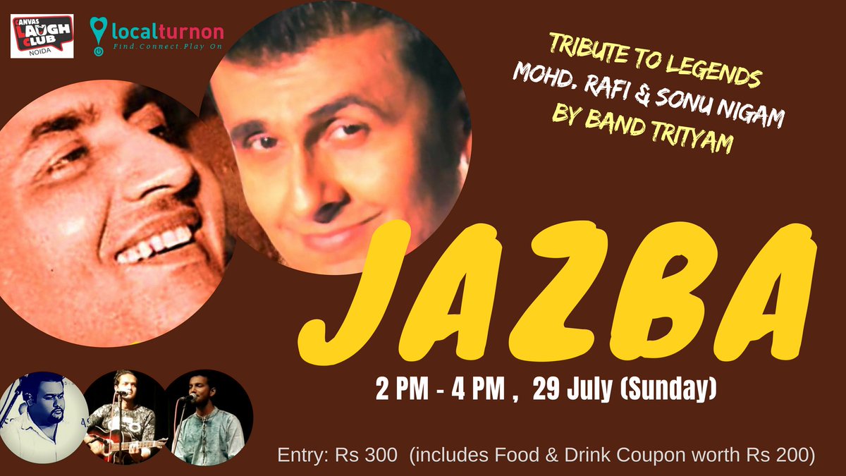 localturnon's tweet photo. #localturnon Band #TRITYAM pays tribute to legend #MohammedRafi & #SonuNigam
From evergreen #music hits by #Rafi to famous songs by #SonuNigam attempt is to recreate era of these #golden #greats by bringing to life their songs
TICKET RS 300- Available @ #CanvasLaughClub, #Noida https://t.co/XkMK0ZYwj7