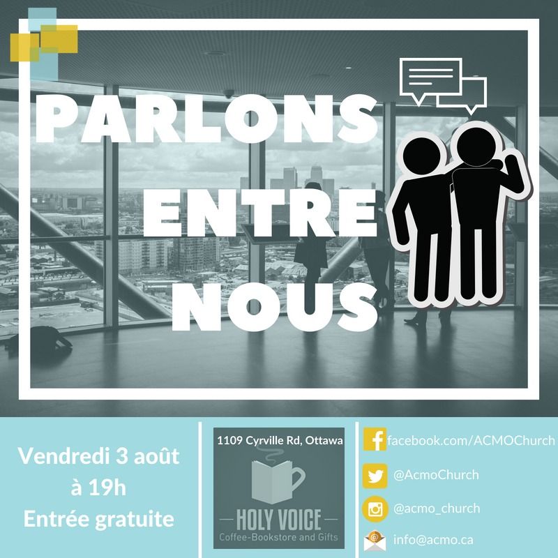 AcmoChurch's tweet photo. Tu as des questions? Tu cherches des réponses? Tu passes un moment difficile? Viens au café Holy Voice Coffee-Bookstore &amp; Gifts à Ottawa le vendredi 3 août. Nous espérons t'y croiser! #ACMOChurch #Ottawa #OttCity #Eglise #Support #Amour #Espoir #Foi #Bible #Partage #EntreNous https://t.co/cEGHM2QAqB