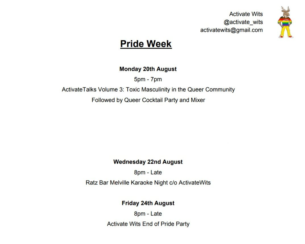 activatewits's tweet photo. Here are all the Activate Events over the next month! A more complete schedule with all Pride Events will be released soon - but for now save the dates hunties! 😘 https://t.co/WyR3weU8TH