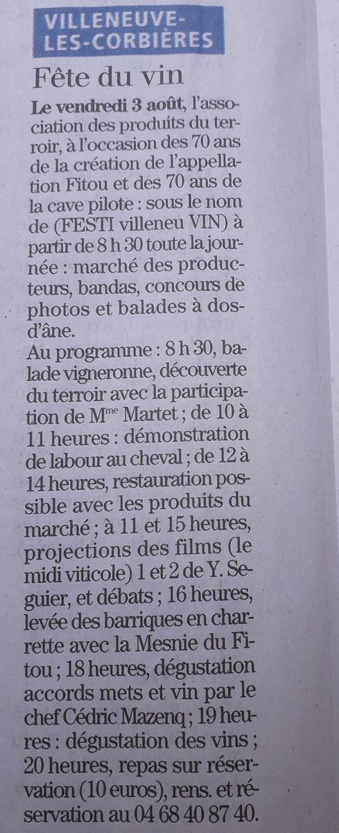 <a href="/lindependant/">L'Indépendant</a> du jour 
#onenparle 3 août #fêteduvin #Fitou70 #Fitouestpartout #70ansçasefête