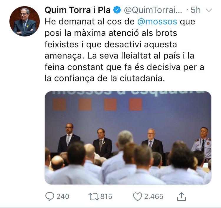 SPC_Mossos_PL's tweet photo. Sr. @QuimTorraiPla, els nostres comandaments no li han explicat que a @mossos falten casi 2.000 agents? Sap que significa aquesta manca d’efectius per als que estan al carrer? Li diem nosaltres: major càrrega de treball, manca de conciliació familiar, flexibilització horària... https://t.co/PJAQ1VAZT6