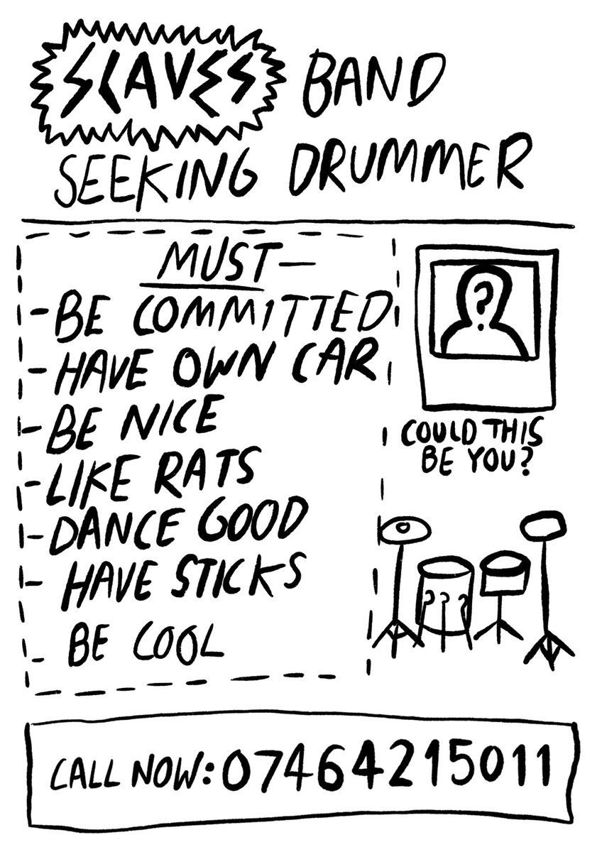 softplayband's tweet photo. NEW DRUMMER NEEDED ASAP. TAKING AUDITIONS ON MONDAY. FOR MORE INFO CALL: 07464215011 LAURIE XX https://t.co/T3njPxrKLl