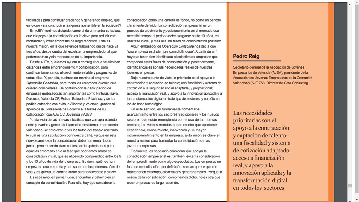 AJEValencia's tweet photo. Del #emprendimiento al reto de la #consolidaciónempresarial, hoy habla del tema @pedroreig , pte. @aje_cv y sec.gral. de @AJEValencia en @elEconomistaes https://t.co/2fnCLgOFDl https://t.co/flw31MjCag