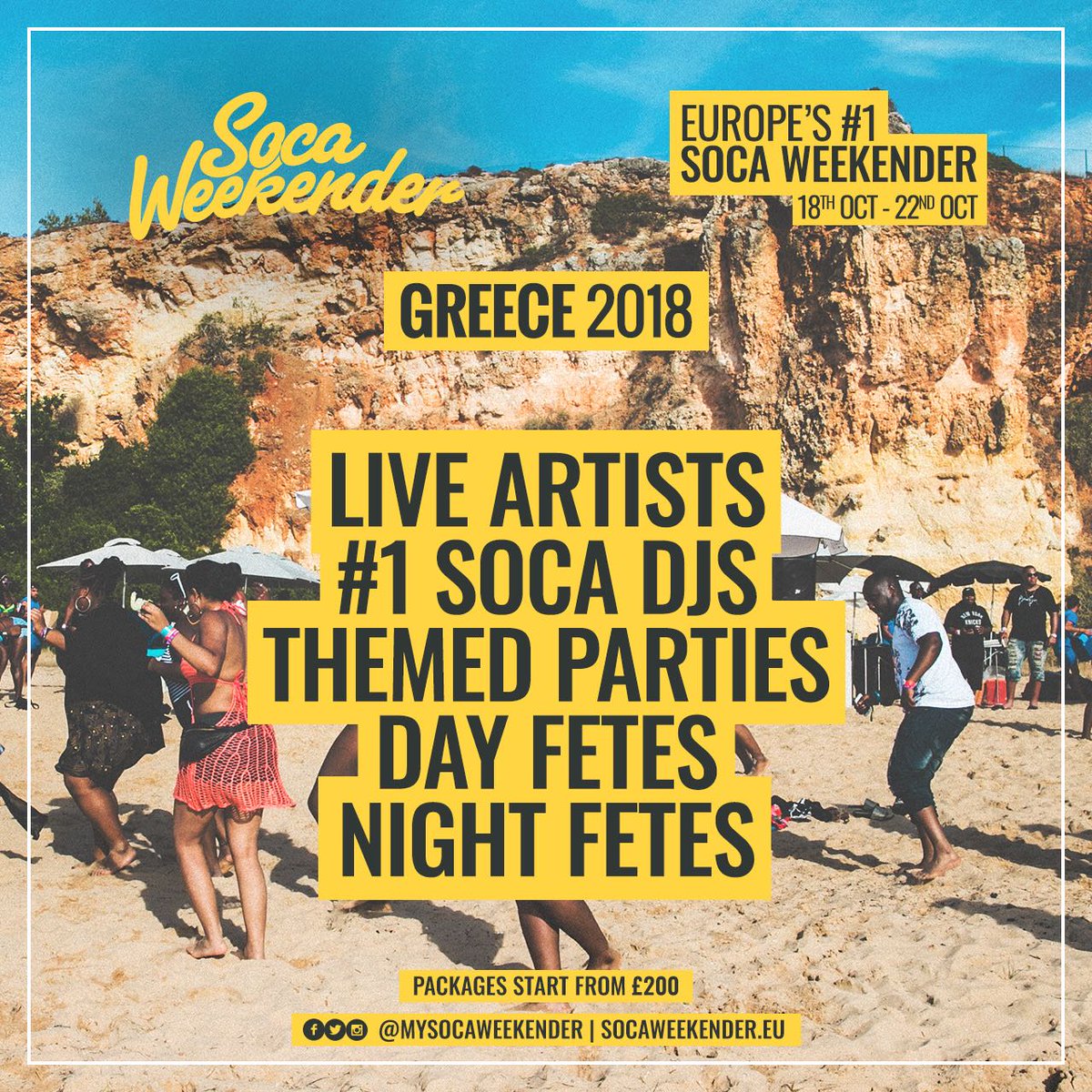socawkndr's tweet photo. #SocaWeekender2018
October is FAST APPROACHINGGGG 💃🏽🕺🏾🥂🙌🏾
HAVE YOU BOOKED YOUR PACKAGE YET??👀👀
Grab your crew and DON'T MISS THIS EPIC ULTIMATE WEEKENDER 😁
https://t.co/7bdDJgtINY https://t.co/NbB3FpOGjn
