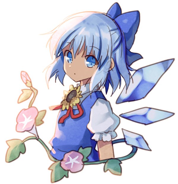 チルノ(東方Project) ,日焼けしたチルノ 「날이 넘 더워서 막간 낙서 치르노? 」|Mauveのイラスト