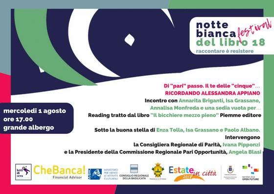 IsaGrassano's tweet photo. l’anno scorso - alla #nottebiancalibro di Potenza - ho condiviso chiacchiere, pensieri, risate, interviste con #alessandraappiano.
Quest’anno, il 1 agosto, saremo in tanti per ricordarla. In tanti per trasmetterle “l’amore che lei si meritava”
Grande Albergo ore 17
@LettiDiSera https://t.co/XWtyFSpTLQ