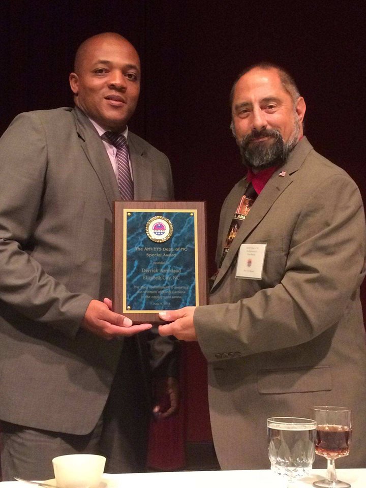 NCWorks_EC's tweet photo. Congrats Derrick Armstead, our Disabled Veteran Outreach Program Specialist - DVOPs. He was recently awarded the 2018 NC AMVETS Special Award and is heading to Orlando FL, August 1st to accept the 2018 National AMVETS Special Award.  Great Job! #NCWorks_EC #EC_Vetjobs https://t.co/tcRapwE5pj