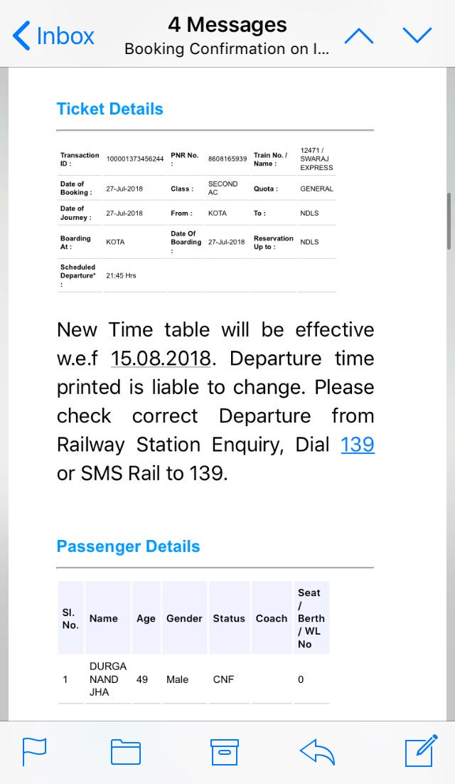 Swaraj Express 12471 Fare Chart