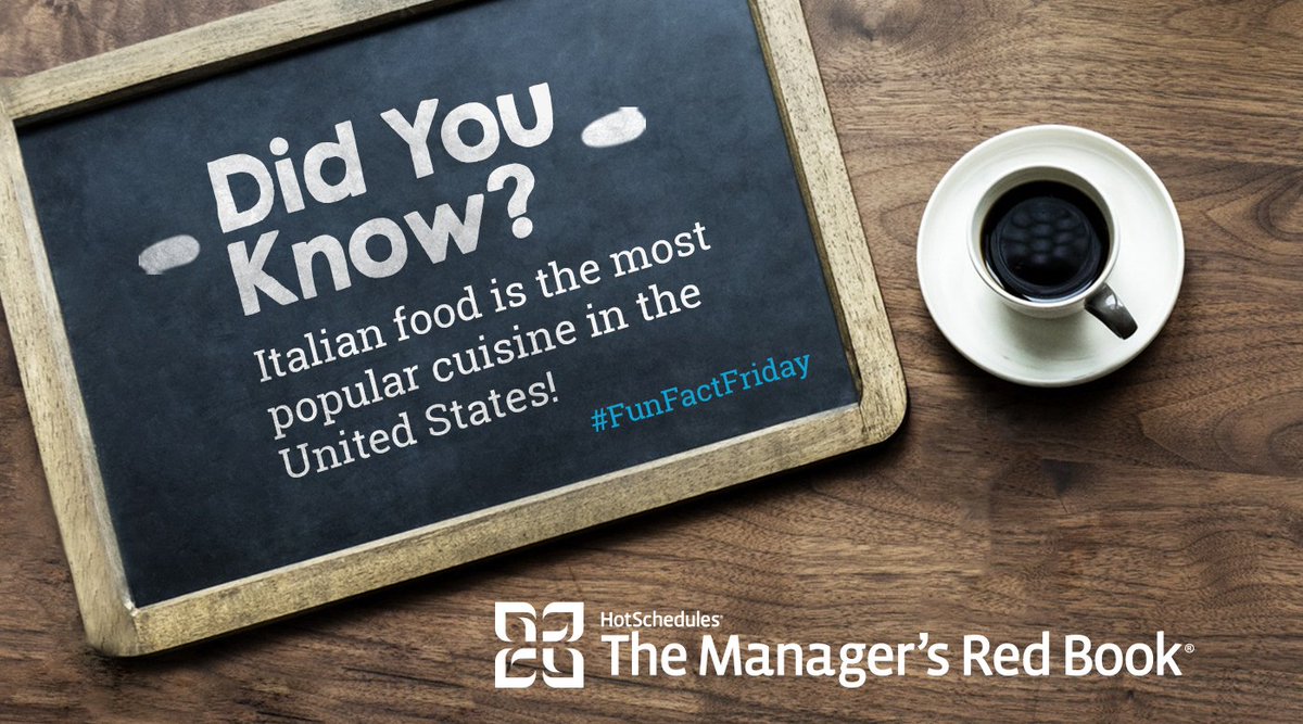 managersredbook's tweet image. Italian food is followed by Mexican food and then Chinese food in popularity rankings. What's your favorite cuisine?

#FunFactFriday #fridayfunday #Friday #friyay #fridayfacts  #foodspiration #restaurantfacts #foodfacts #funnyfoodfacts #foodknowledge #themoreyouknow