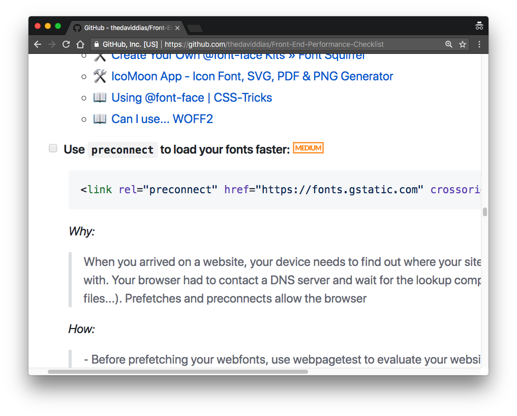 umaar's tweet image. Front-End Performance Checklist ⚡ - github.com/thedaviddias/F… - A prioritised list of of web performance techniques using HTML, CSS, JavaScript &amp;amp; more. Includes lots of links and descriptions for further reading ✅