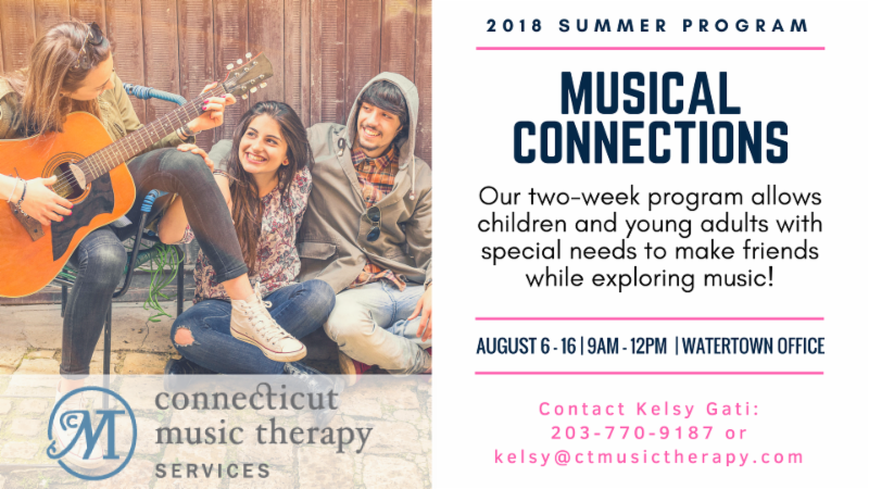 CTMusicTherapy's tweet photo. Last Chance to Sign Up: Musical Connections Summer Program https://t.co/QbSUuYHkNp https://t.co/35e3ymIVnB