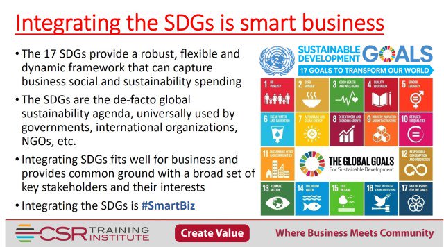 Why integrate the SDGs? Why integrate the SDGs? Integrating the #SDGs is #smartbusiness. Fits business needs &amp; aligns with broad &amp; diverse groups of #stakeholders.
#SDGs | #Smartbiz is to #CSR #SDGs #sustainability #development #biznews #GlobalGoals  rviv.ly/EQxMoi
