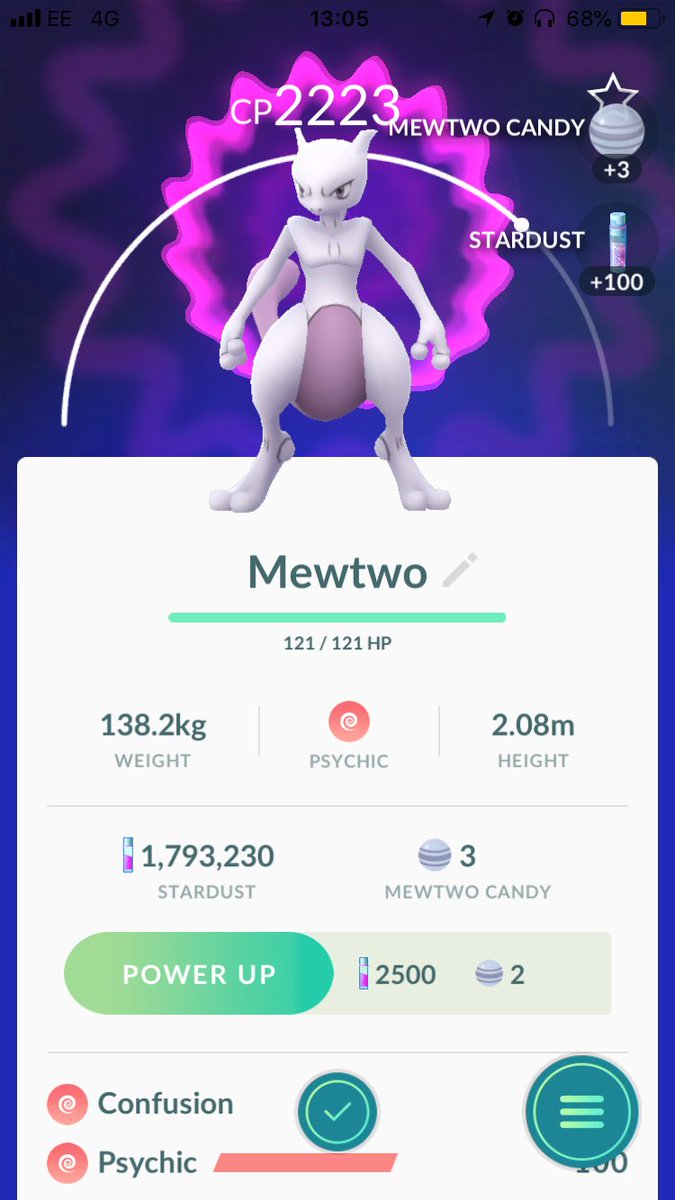 Screenshot of captured MewTwo