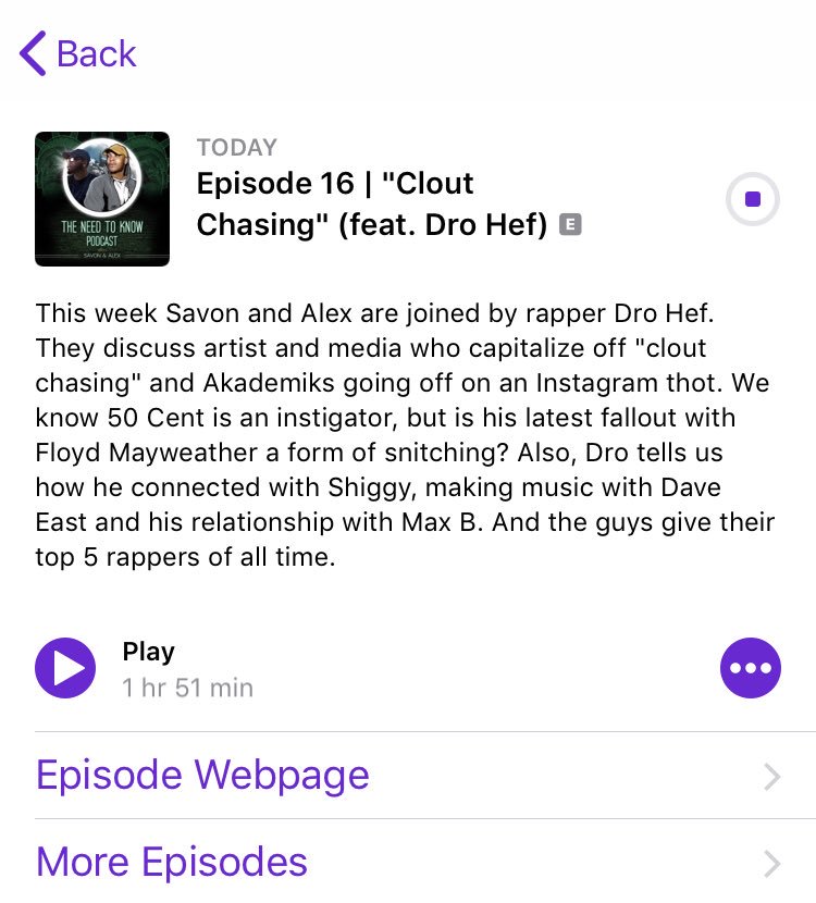 SavonSlvter's tweet image. 🚨 The Need to Know Podcast Ep 16 “Clout Chasing” (feat. @DROA1HEF )🚨
 
SoundCloud: bit.ly/2AcK2xM

iTunes: apple.co/2OoIROK
