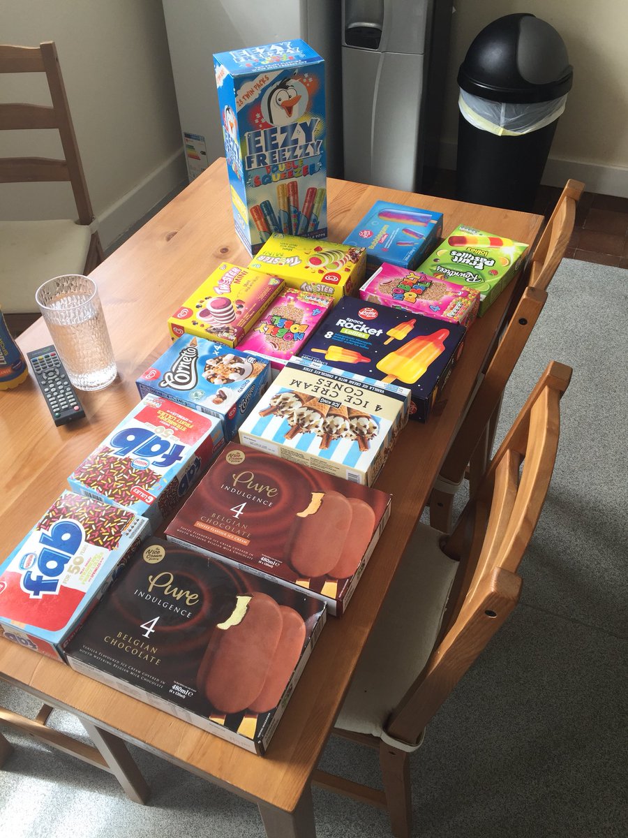 TeamTigerTurf's tweet image. Our excuse is that it is very hot! And we all clubbed together to buy these! Also it’s Friday... What are you doing in your office to cope with the heat? #heatwave #uk #tigerturf #frozen #treats #friday