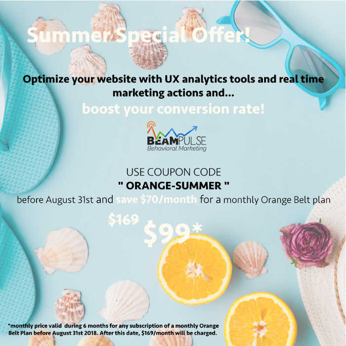 BeamPulse's tweet photo. Do you know the proverb : "Optimize your website in Summer, and reap the benefits in September" ? https://t.co/nmcEtDY9lP
Let's go UX and CRO with Summer Special Offer by BeamPulse!
#UX #CRO #Analytics #ecommerce https://t.co/zNFantYRRn
