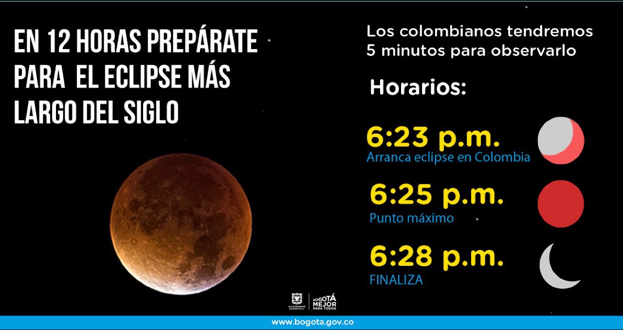 Alcaldía de Bogotá on Twitter "EclipseLunaDeSangre Este viernes 27 de