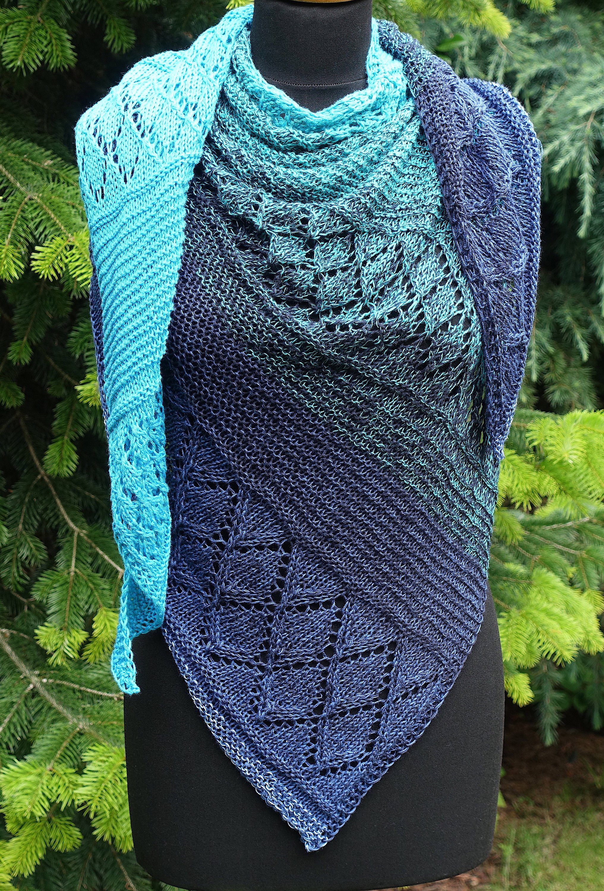 Blue Triangle Scarf Crochet Shawl Wrap Gift for Women Gift for Her Handmade Shawl Girlfriend Gift Crochet Wrap