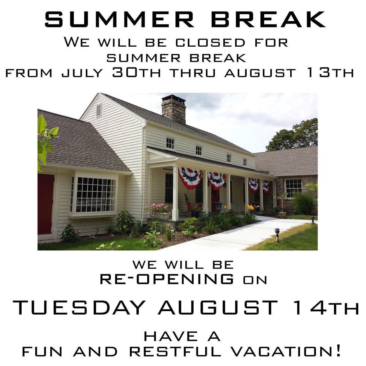 swredding's tweet photo. We are open all weekend but closed for summer break from July 30 to August 13 —- reopening on August 14! #summerbreak #swredding https://t.co/K2YryTeatf