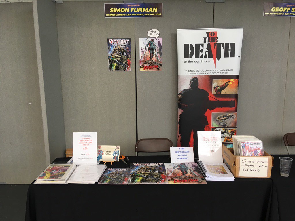 SimonFurman3's tweet photo. Up and running at London Film and Comicon 2018. Drop by and grab your free The Vigilant posters - while stocks last! https://t.co/VkxETJuN9I