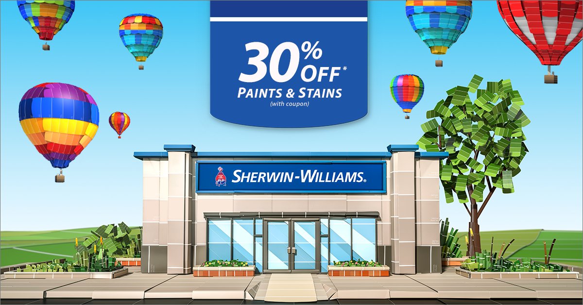 SherwinWilliams on Twitter "Starting today until July 31, save 30 off paints and stains at