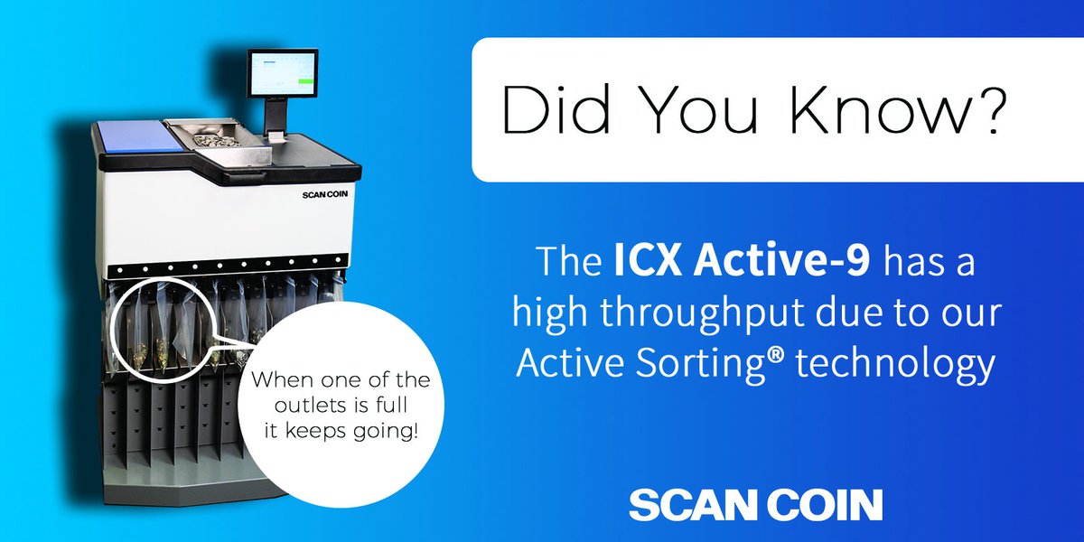 SuzoHappEU's tweet image. Take your coin sorting to the next level!
High accuracy, extreme ease of use, great performance: the new SCAN COIN ICX Active-9 offers invaluable support to operators in their day-to-day operations. #ActiveSortingTechnology #coinsorting #flexibility #reliability