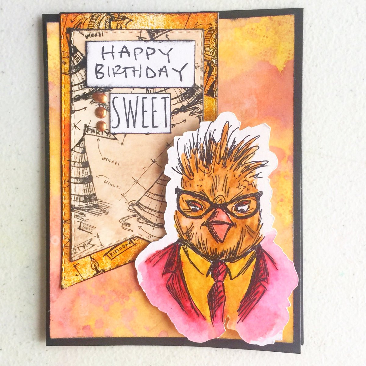 Betsie75's tweet photo. Second card for my Hipster set of Birthday cards. To see them all check out today’s blog: https://t.co/HQrDAwkpsD — •
•
•
•
•
#creative #artoftheday #artsy  #artistic #card #timholtz #hipster #cardmaker #cre8time  #art https://t.co/9MRPLjM73R