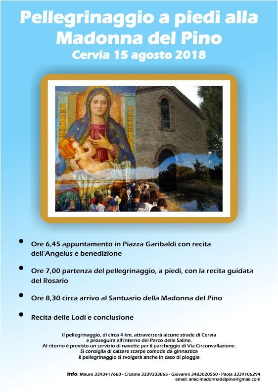 #Cervia #savethedate #danonperdere 
“Rivolgiamoci alla Madonna con grande fiducia, e siamo certi che, per quanto miserabili possiamo essere, Lei ci otterrà la grazia della conversione” (San Giovanni Maria Vianney, Curato d'Ars)
