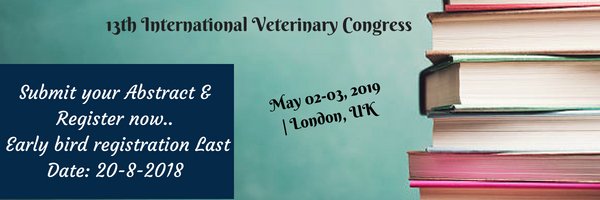 veterinary.conferenceseries.com
Submit your Abstracts @veterinaryconferences | May 02-03, 2019 | London, UK
#veterinaryepidemiology #camelscience #veterinarytoxicology #veterinarysurgery #veterinaryradiology #equinemedicine #onehealth #pethealth #preventivecare