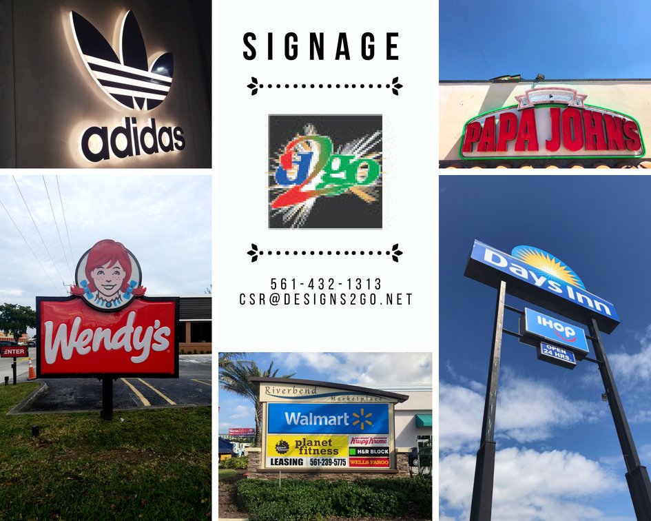 designs2goinc's tweet photo. Here at Designs2Go, we are committed to quality, speed and great customer service. Let us take care of your signs, and make your business look even better!
#Designs2Go #qualitysigns #signage #signrepair #signmanufacturer #LakeWorth #palmbeachcounty #marketing #Florida https://t.co/Pa47ZedX1w