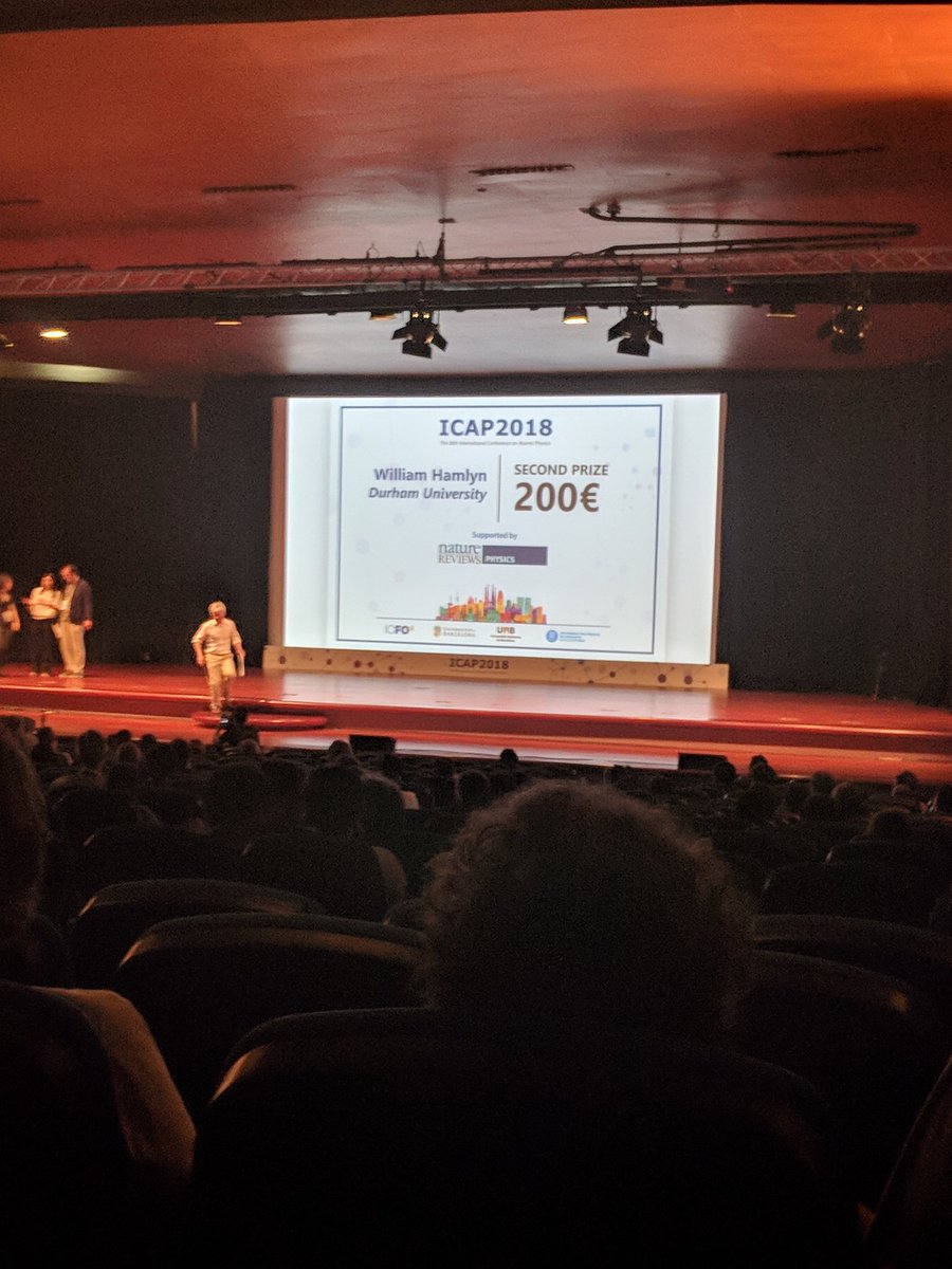 jakey820's tweet image. Congrats to @IG_Hughes and @etotheipiequals student will for his poster prize at #icap2018 @jqcDurNew represented very well!