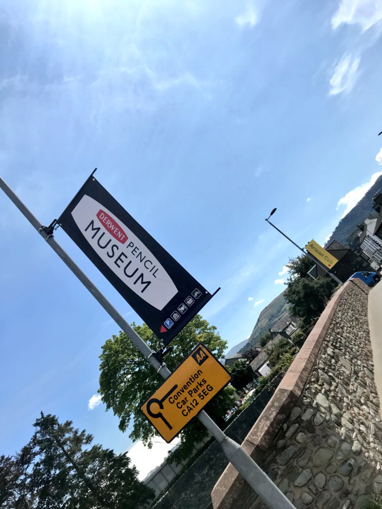 HHSignDisplay's tweet photo. @pencilmuseum - More work in the sun, this time in Keswick. Projecting lamp post banners printed and fitted by our experienced team! Promoting the Museum and their Artisan Cafe. @AshbyTrade https://t.co/h0sNluxXUY