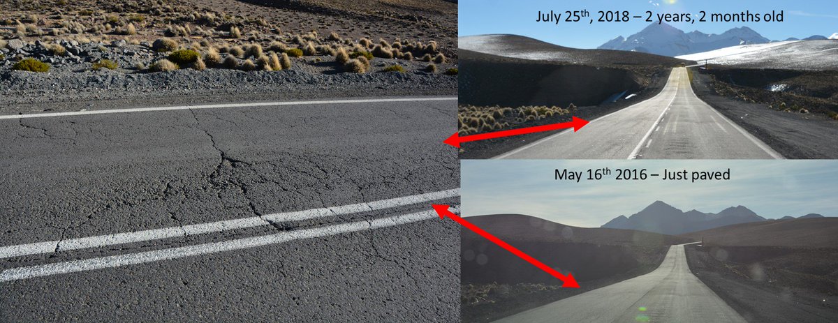 AbatechInc's tweet image. Took this photo this week week - result of end of truck segregation - pavement 2 years old - engineers need to learn the practice in faa.gov/regulations_po… so as to avoid these issues.  Balance mix plant production with paving production. Implement good paving/rolling practice.