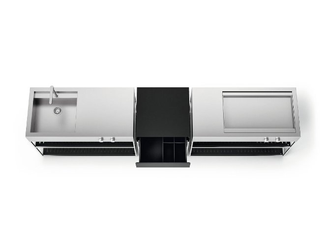 BoffiGeorgetown's tweet photo. Boffi’s new AH01 mono-block #outdoorkitchen is easy to clean &amp; maintain. Its Paperstone® Slate countertop &amp; #BBQ cooking block area fts. professional burners &amp; a FryTop plate in AISI 304 stainless steel+additional washing block w/tap https://t.co/KUCWlmptiF #boffigeorgetown https://t.co/VMbBzEssB7