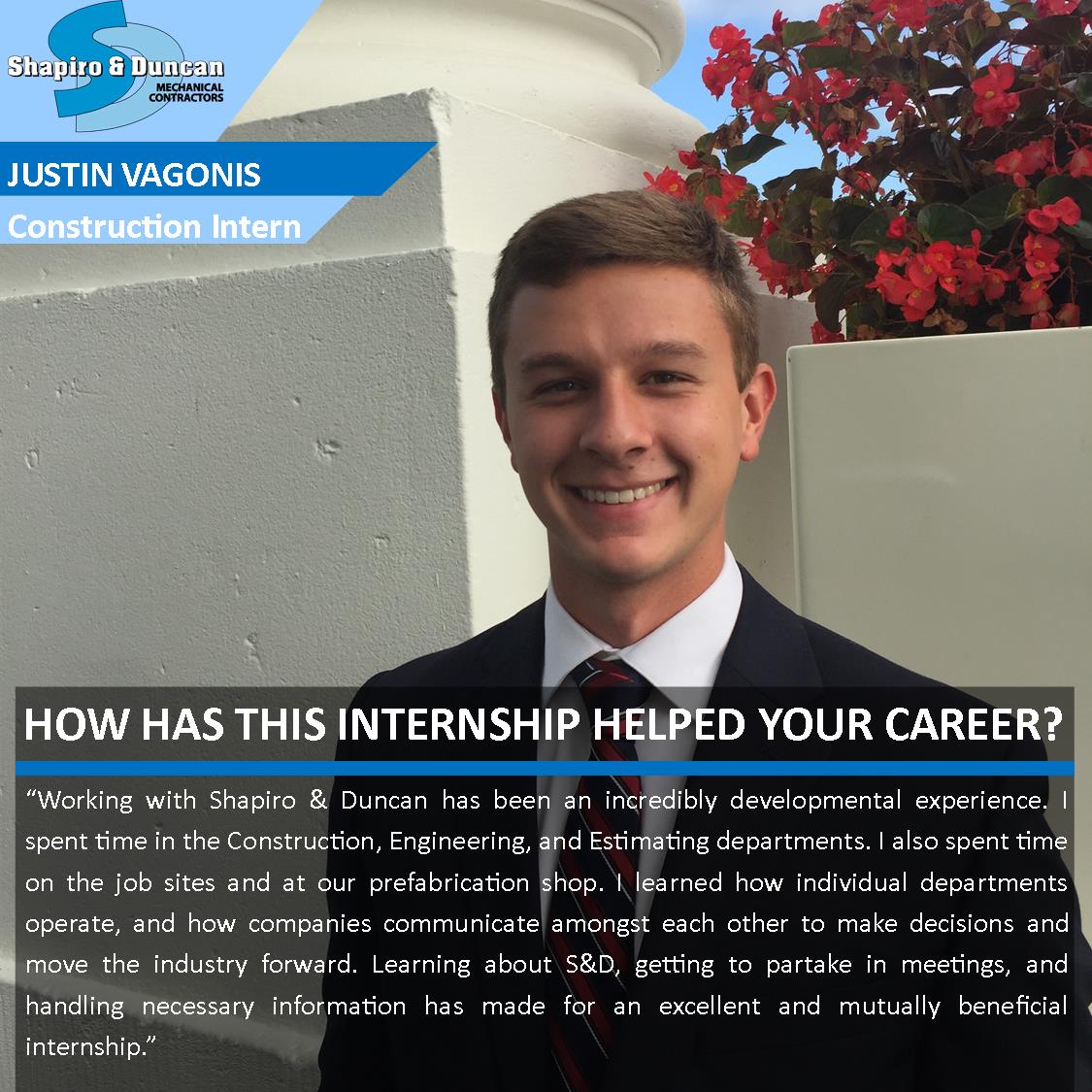 SNDMechanical's tweet image. Justin, a Construction intern at Shapiro &amp;amp; Duncan shares his thoughts on his professional experience this summer. #NationalInternWeek #OurPeople