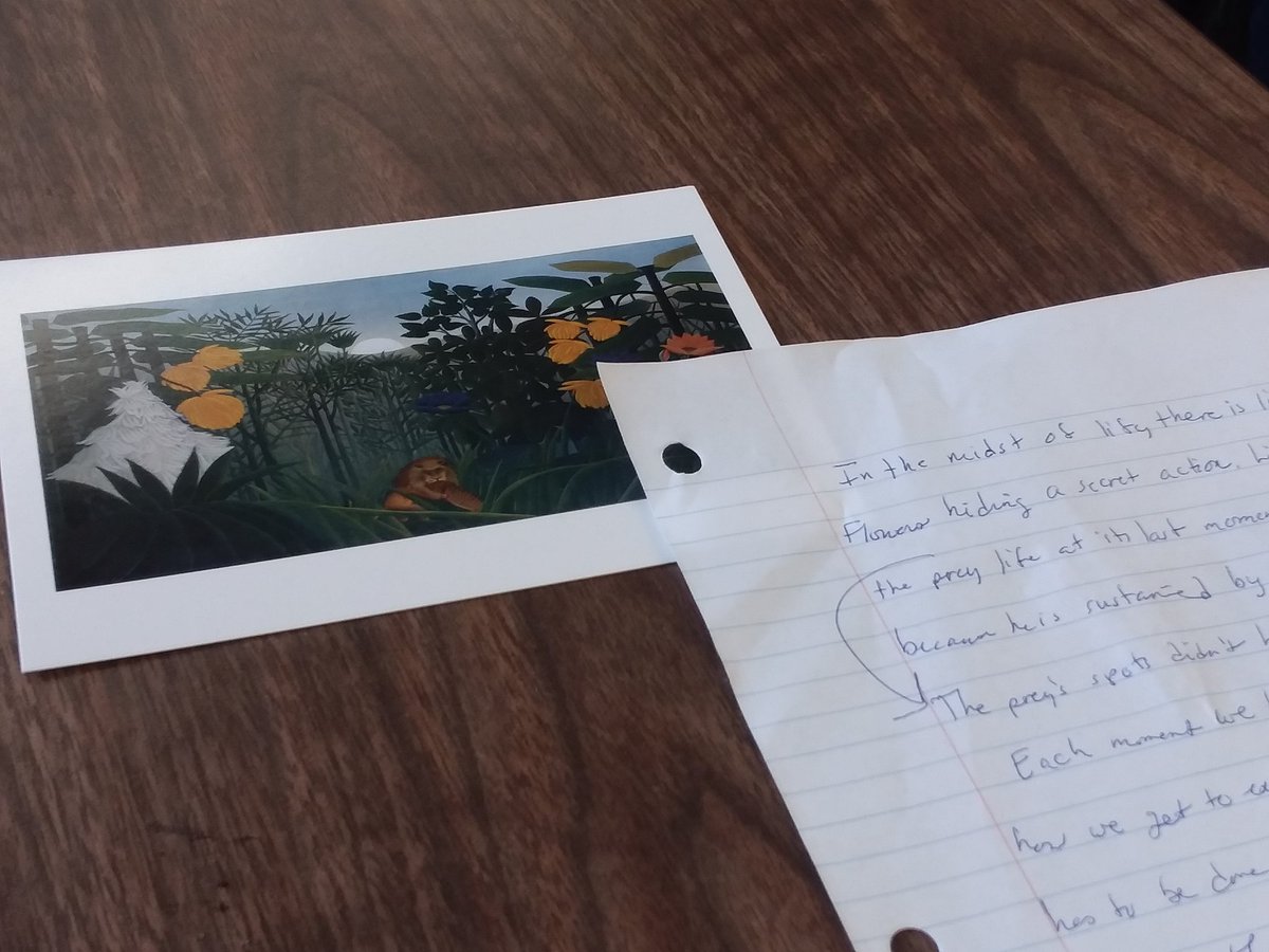 tomlittogether's tweet image. @amylvpoemfarm tchg how we can use art to inspire writing. #parsum18 @Paramus_Schools @HeinemannPub #littogether