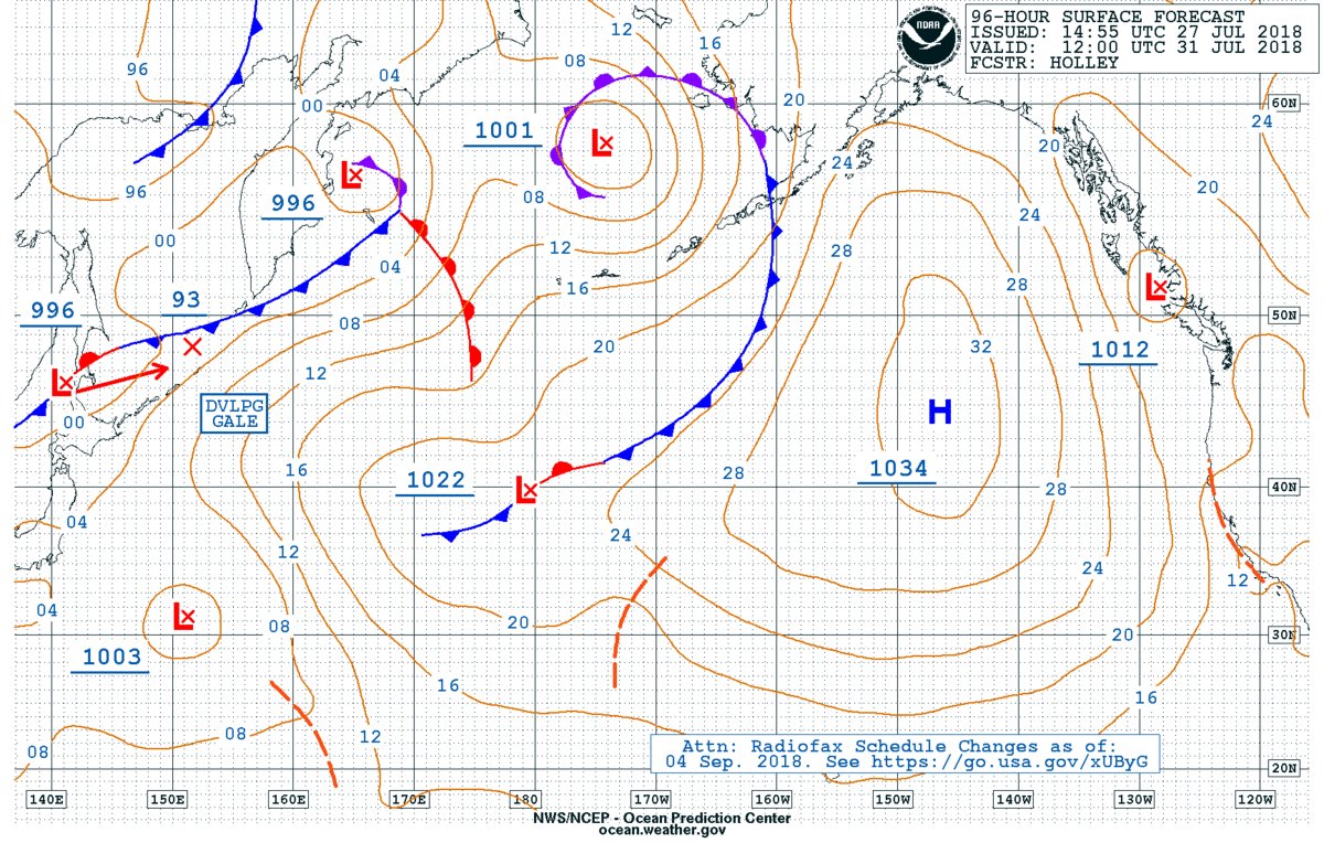 Pacific Ocean Forecast Pressure Chart