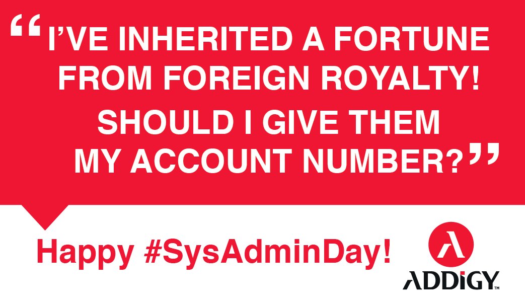 addigy's tweet photo. Bad computer use decisions happen, so hug your Sysadmin today and give them the gift of Addigy FREE for 14 days. They will appreciate it and so will you! https://t.co/596T4N6JVC
#SysAdminDay #2018SysAdminday #SysAdminDay2018 #KeepITReal https://t.co/6XIhKjdx1U
