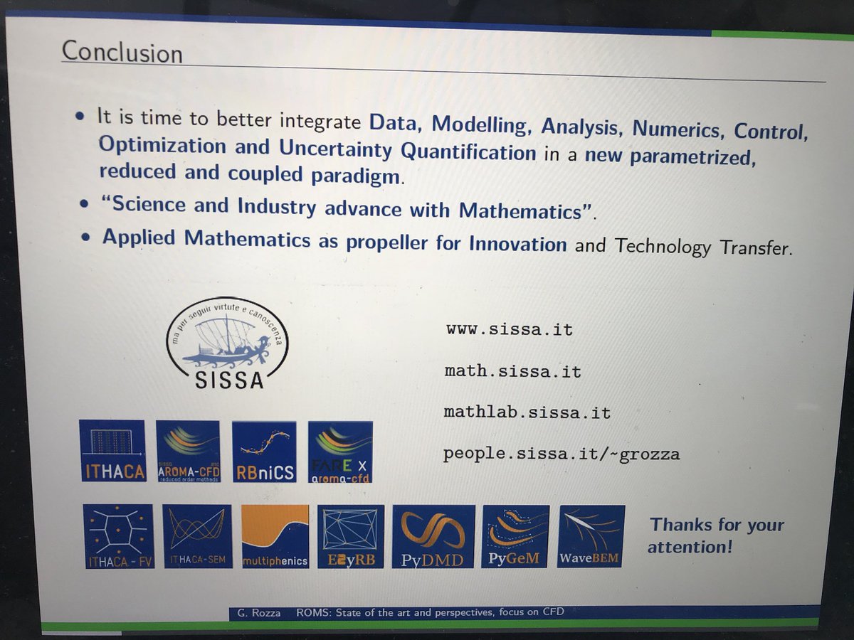 gianluigi_rozza's tweet photo. @rozzagroup @rozzagroup talk at #WCCM18 in #NewYork on #reduced #order #methods in #CFD: state of the art on #FEM, #FV, #bifurcations, #parameter #reduction by #POD #RB and our #CSE #software @ITHACA_ROM @RBniCS. Thanks to @ROMSOC_ITN, @AROMA_CFD #FARE #SOPHYA #PRELICA #mathLab https://t.co/83Q6GYDF51