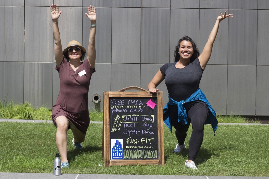 MplsDID's tweet photo. The @DouglasDaytonY will be hosting a free OULA class TODAY at the Xcel Energy Plaza from 12-1pm. What's OULA? It's a high energy easy to learn, fun dance workout to the latest music hits. See you there! #mplsdowntown #mymplsdt #askmpls https://t.co/kimgPcw8iY
