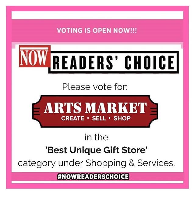 ArtsMarket's tweet photo. Love local, #Toronto? Make sure to vote Arts Market as ‘Best Unique Gift Store’ in the @nowtoronto Readers’ Choice poll! #vote #bestuniquegiftstore #createsellshop https://t.co/olE2tT9CKk