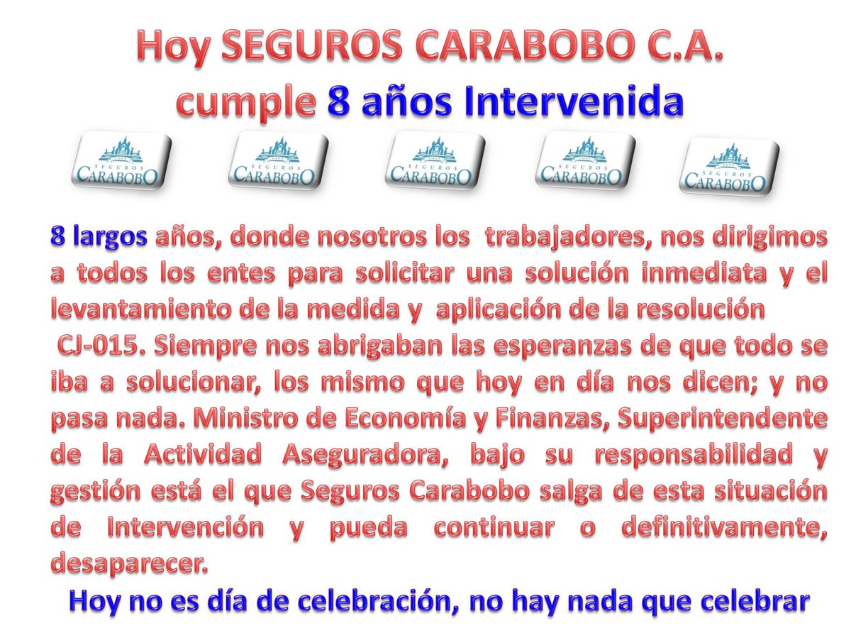 EmpleadosSC's tweet photo. SOBRAN LAS PALABRAS 😟😟😟😟😟@EmpleadosSC @SUDEASEGOficial @JCCMSudeaseg @NicolasMaduro @MinEcoFinanzas @ANC_ve @ViceEconomia @DrodriguezVen @ForoCandanga @BlogMaduro @noticias24 @VTVNoticias @correoorinoco @maperezpirela   #SegurosCarabobo https://t.co/SslhTi9XeZ