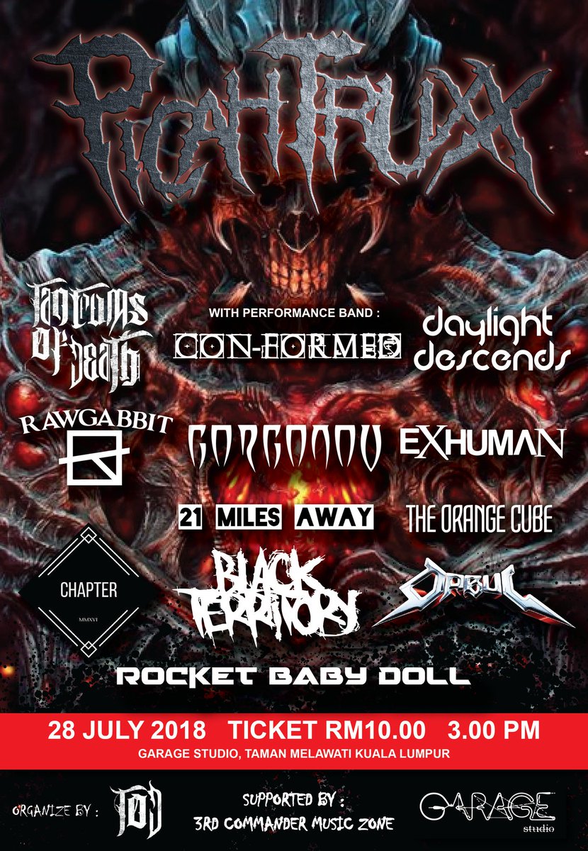 Jenn_Thompson's tweet photo. #SELANGOR TODAY July28 PICAH TRUXX 3pm GarageStudio #TAMANMELAWATI ft. @Tantrumsofdeath #CONFORMED @dylght_dscnds #Rawgabbit @Heil_Gorgonov #Exhuman #21MilesAway #TheOrangeCube @chapterbandMY @black_territory #Qabul #RocketBabyDoll https://t.co/lJ7RFqWfBD