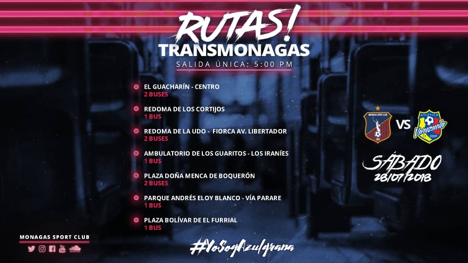 Monagas_SC's tweet photo. #LigaFutVE 🏆🇻🇪 | ¡No te quedes en casa y acompaña al azulgrana en su regreso a la Joya de Oriente! 🚌 Estas son las rutas de @trans_monagas para asistir al 🏟 Estadio Monumental

#YoSoyAzulgrana 🔵🔴 https://t.co/jY2HKK7iQc