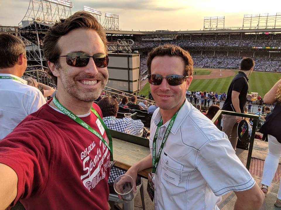 Blue_Magnet's tweet photo. Earlier this week the #BlueMagnet founders, Matt and Chris, went out to a ball game at #WrigleyField to cheer on the @Cubs! What's your favorite summer activity? https://t.co/9DYAnmUcBg