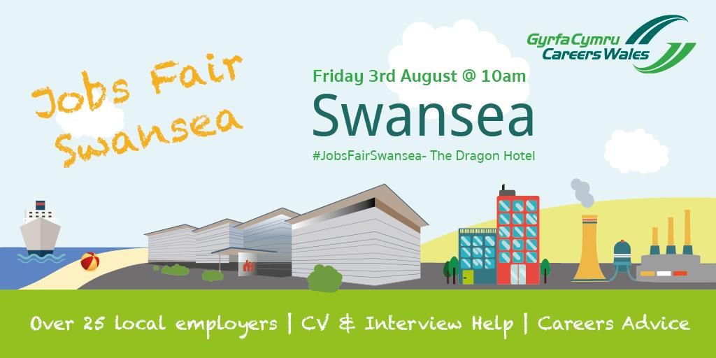 CareersWales's tweet image. Swansea Jobs Fair is giving jobseekers the opportunity to speak to over 25 local employers who are all looking to recruit! Bring your CV and join us on 3rd August at @thedragonhotel, 10am-2pm