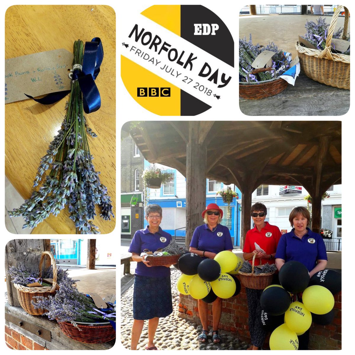 #NorfolkDay #lavender Rock Buns ladies and their random acts of kindness today in town today. Passing on Norfolk love with lavender posies 💛🖤💛🖤