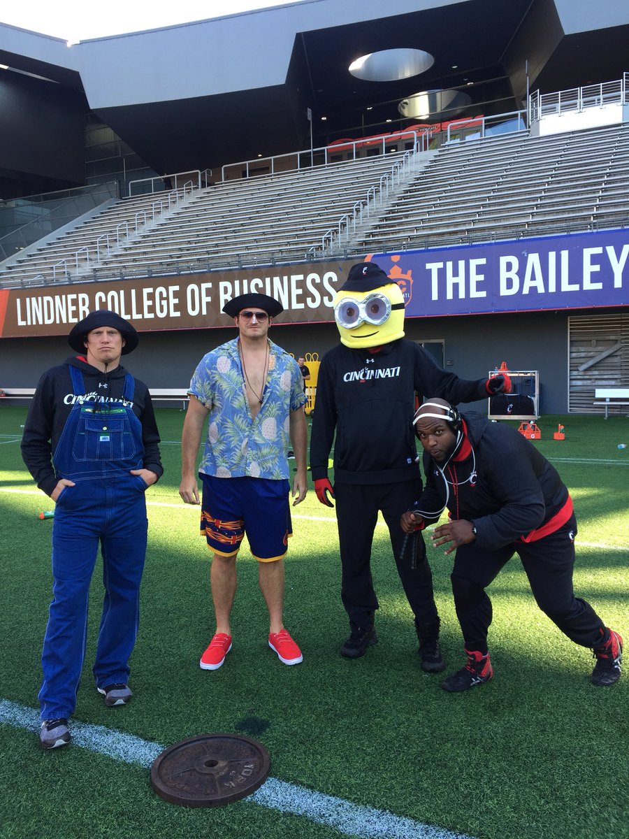 3Matthias's tweet photo. Today was a lot of fun dressing up for the final workout of the summer! Guess which on is me. #Bearcats https://t.co/lbwFFmU9kq