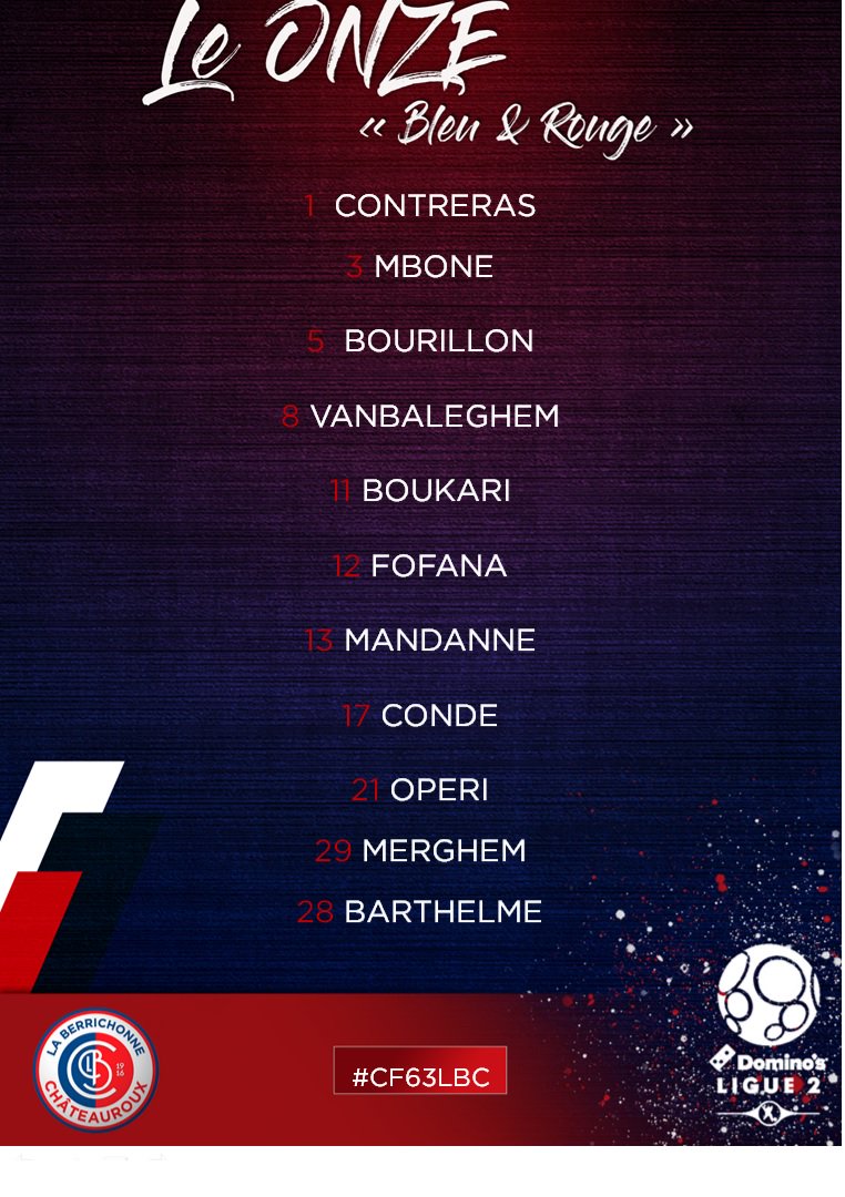 LaBerrichonne's tweet photo. Le XI de Départ de #laberri pour son match à @ClermontFoot
1ere journée @DominosLigue2 https://t.co/40b05wbEpX