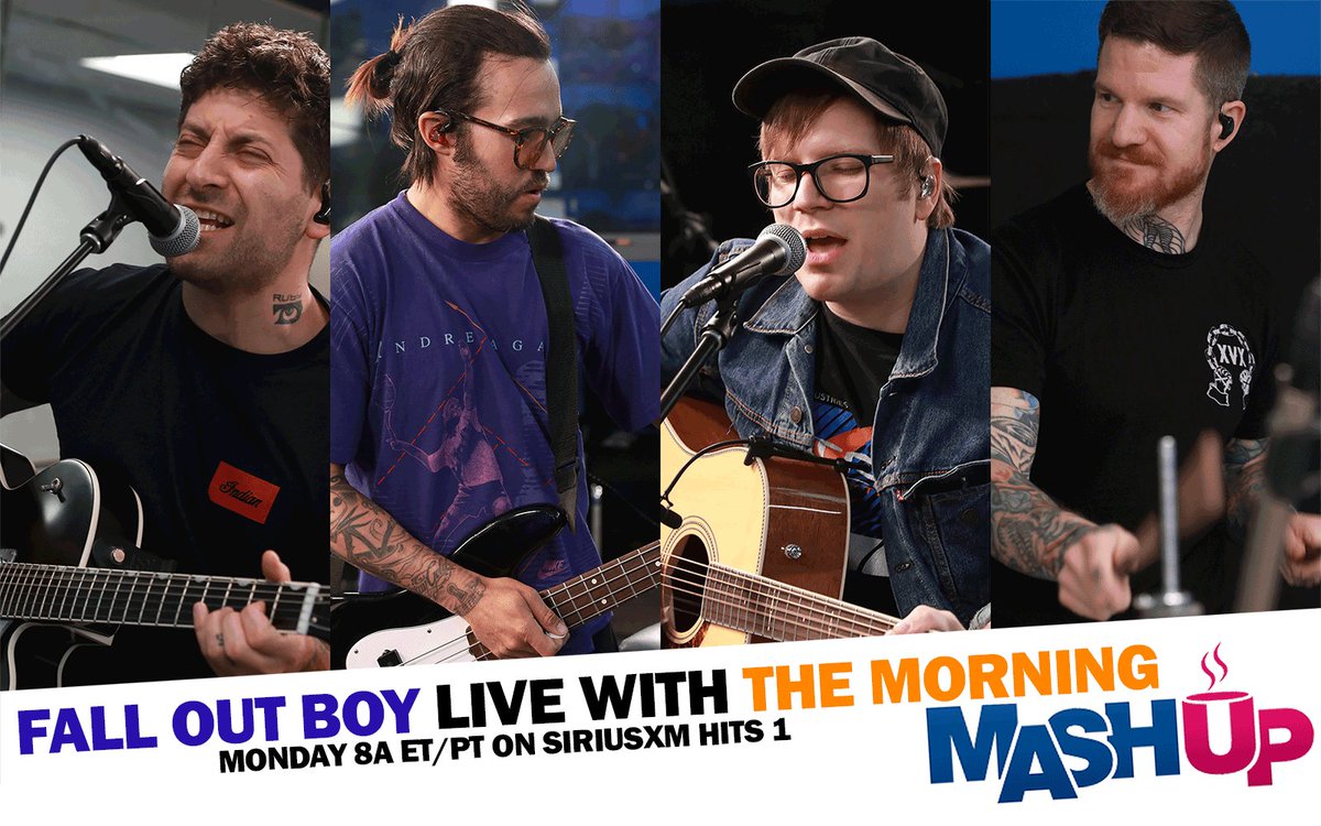 MorningMashUp's tweet photo. Our friends @falloutboy are hanging out with us and performing live Monday morning!

Have a listen 🎧 https://t.co/VaxJkEOwSI https://t.co/4FgQFgLIWf